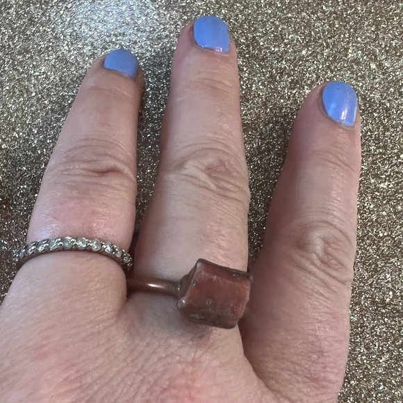 Genuine Solitaire Raw / Natural Ruby Copper Ring Size 7 - Picture 3 of 9